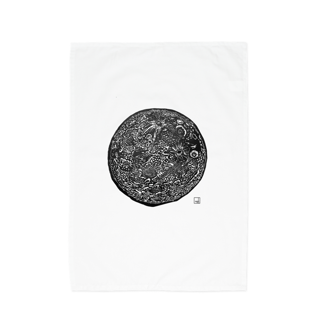White Moon Crater | Organic Cotton Tea Towel | Geek+Tea