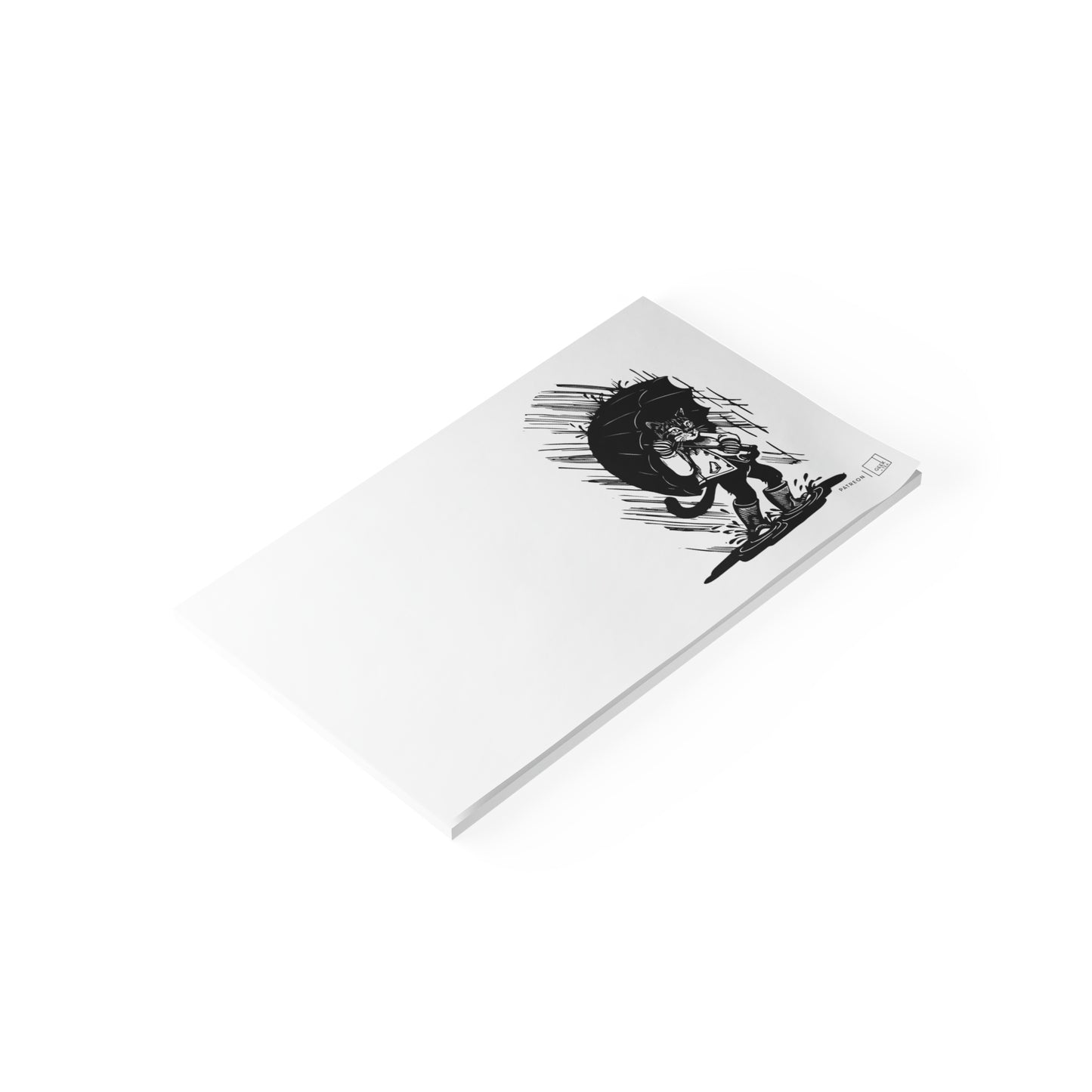Nigel and the Rainstorm | Linoprint Cat Print | Post-it® Note Pads