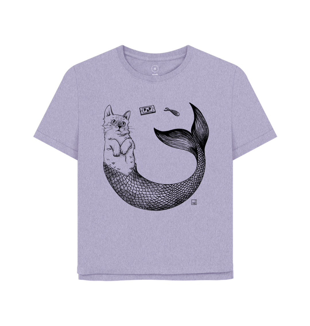 Lavender Mercat: the Cat of the Sea | Recycled Organic Cotton T-Shirt